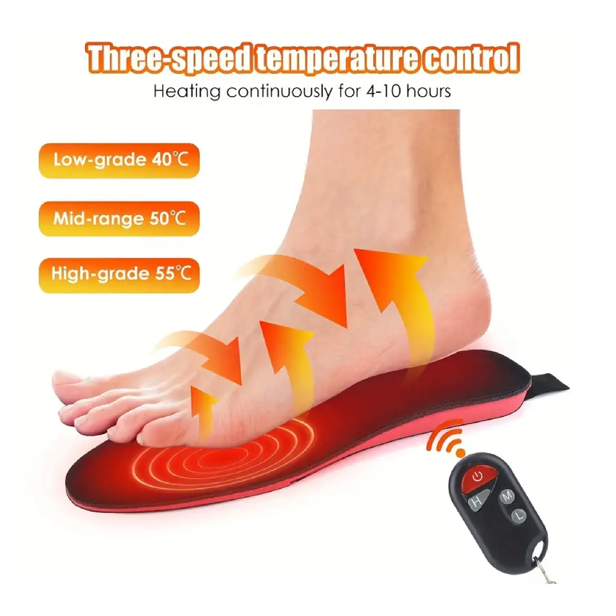 1 Pair Outdoor Electric Heating Insole, Men And Women With The Same USB Charging Three-speed Wireless Remote Control Warm Insole, To Keep Warm And Comfortable, Remote Switch Heating Pad