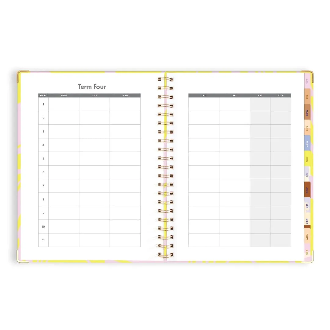 2025 A4 Academic Vertical Planner - Acid Wash