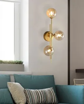 3 Head Glass Ball Wall Light - Amber