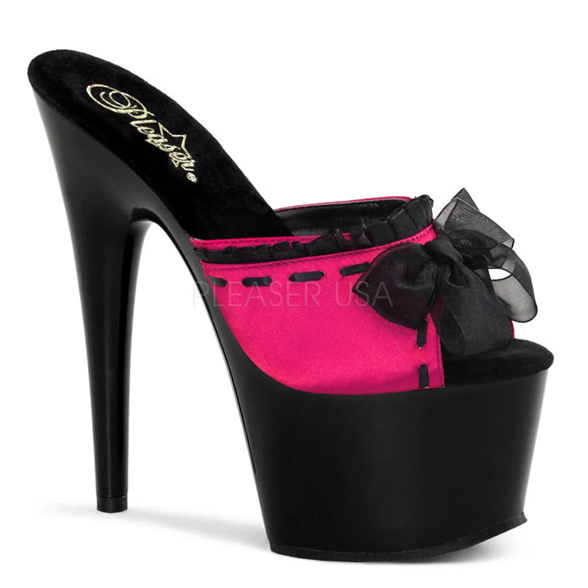 7 Inch Heel Slide W/ Contrast Lacing & Bow