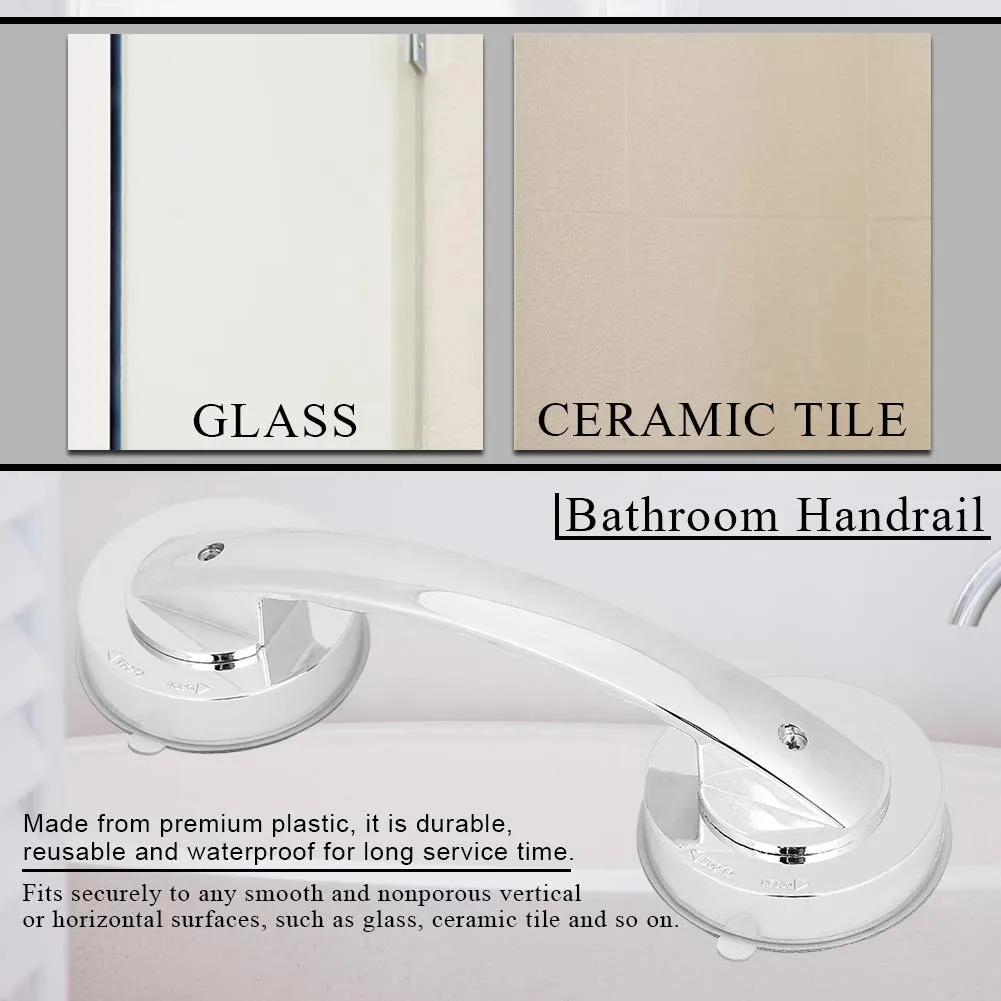 8 Inch Shower Grab Bar, No-Slip Handrail Bath Grab Bar with Super Strong Suction Cup, Balance Handrail Shower Assist for Shower Room and Bathroom