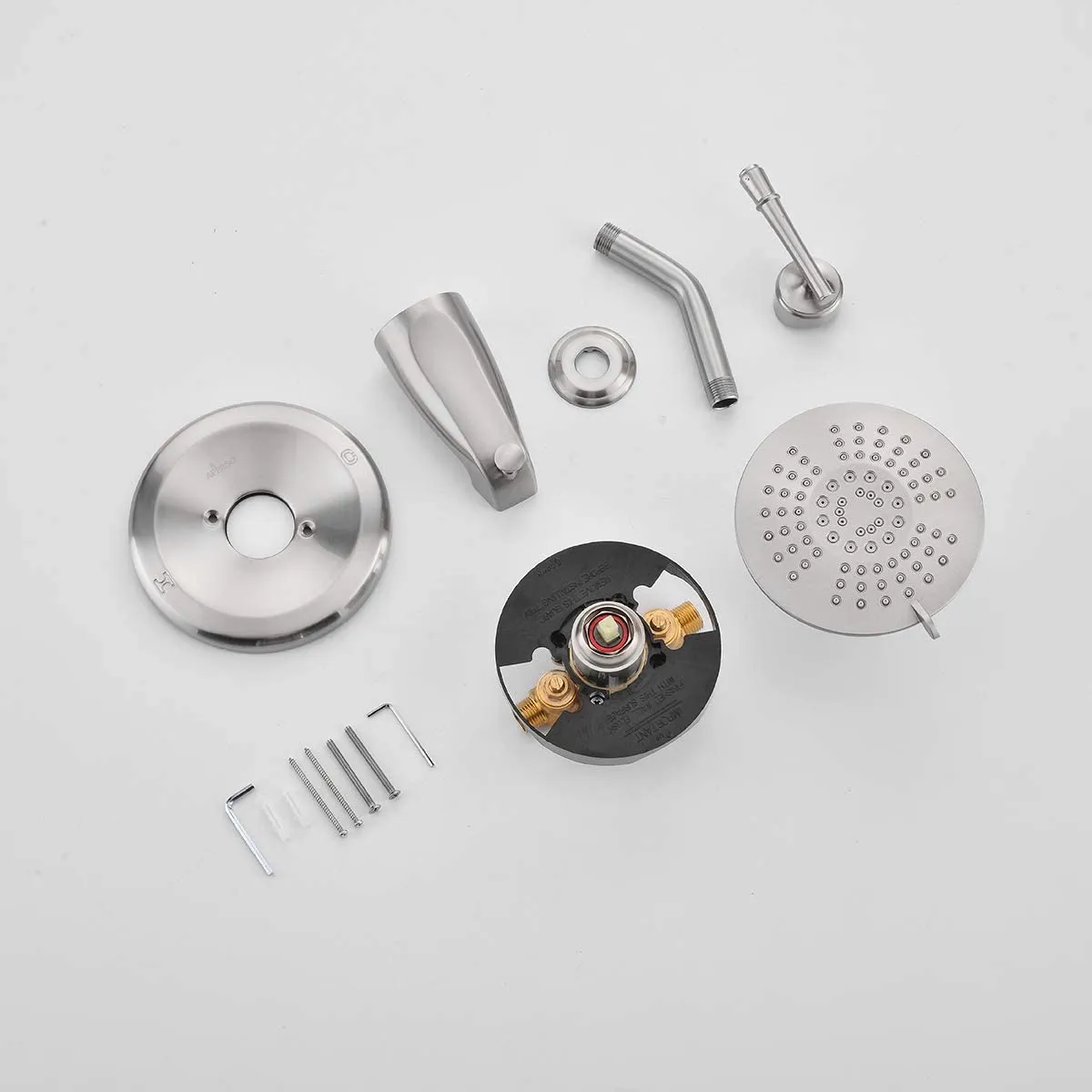 APPASO Kit Wall Mount Shower Faucet Shower system with 5-Function Spray Head Brushed Nickel 125BN