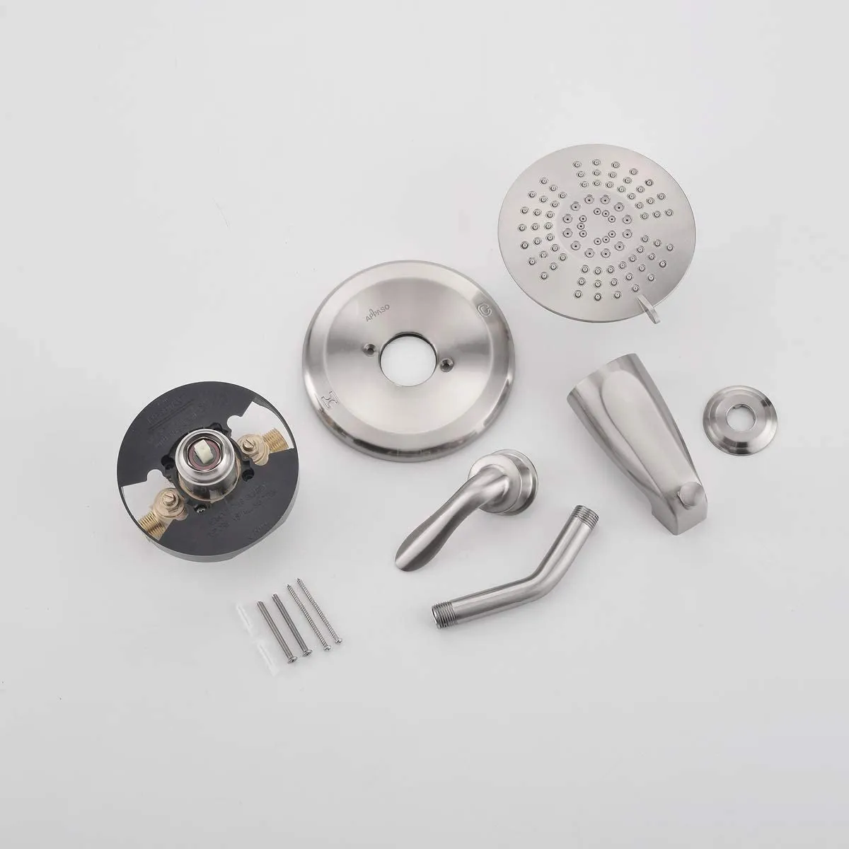 APPASO Shower Faucet Rain Shower System Wall Mounted Rainfall Shower Combo Brushed Nickel 124BN