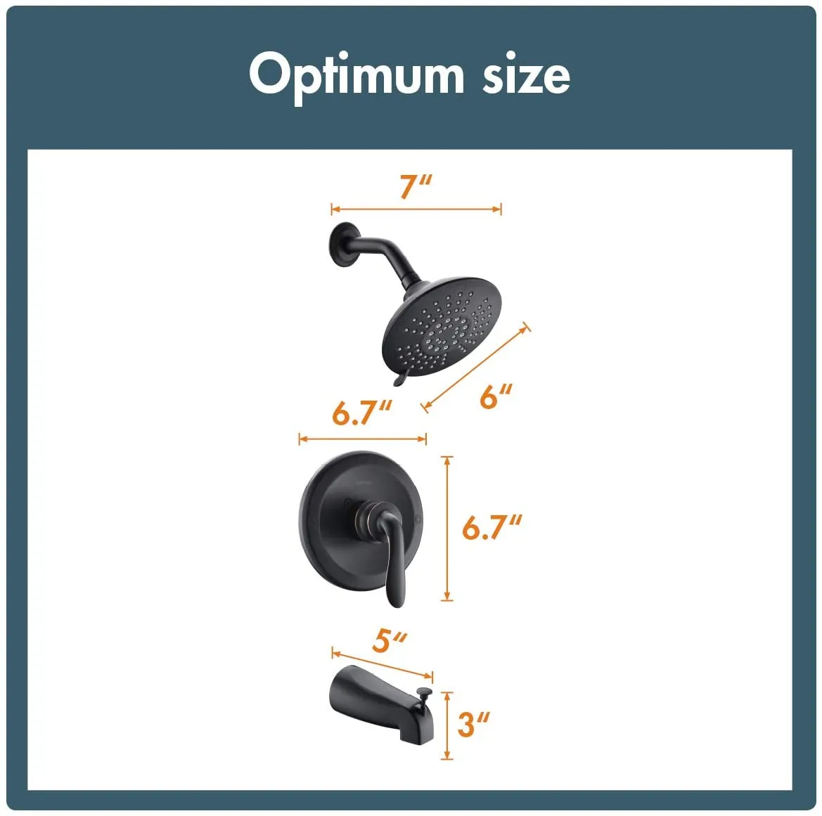 APPASO Shower Faucet Rainfall Shower Wall Mounted 5-Function Spray Head Oil Rubbed Bronze 124ORB