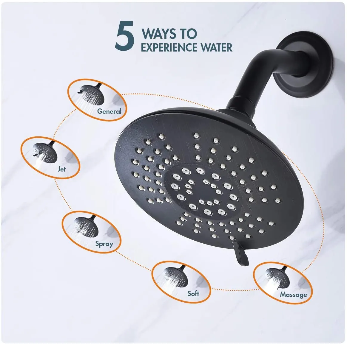 APPASO Shower Faucet Rainfall Shower Wall Mounted 5-Function Spray Head Oil Rubbed Bronze 124ORB
