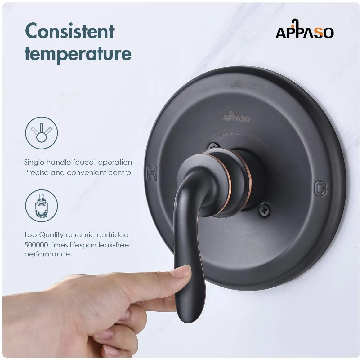 APPASO Shower Faucet Rainfall Shower Wall Mounted 5-Function Spray Head Oil Rubbed Bronze 124ORB