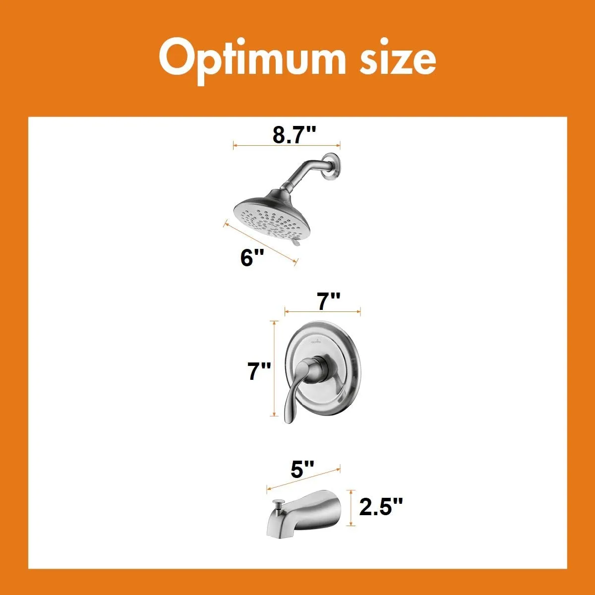 APPASO Shower system Shower Faucet Single Handle with Tub Spout Kit Wall Mount Brushed Nickel 121BN