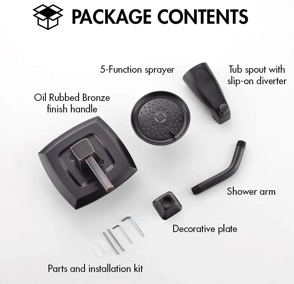 APPASO Wall Mounted Shower Faucet Shower System with 5-Function Spray Head Oil Rubbed Bronze 110ORB