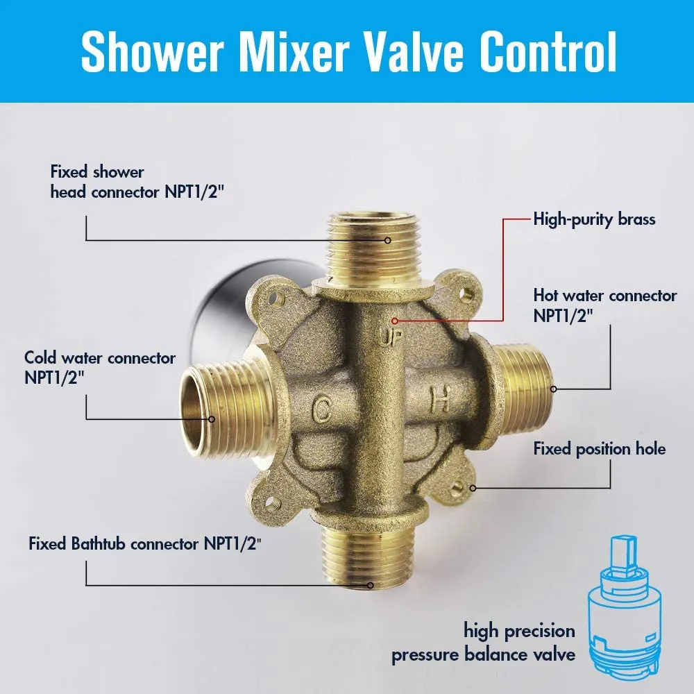 APPASO Wall Mounted Shower Faucet Shower System with 5-Function Spray Head Oil Rubbed Bronze 110ORB