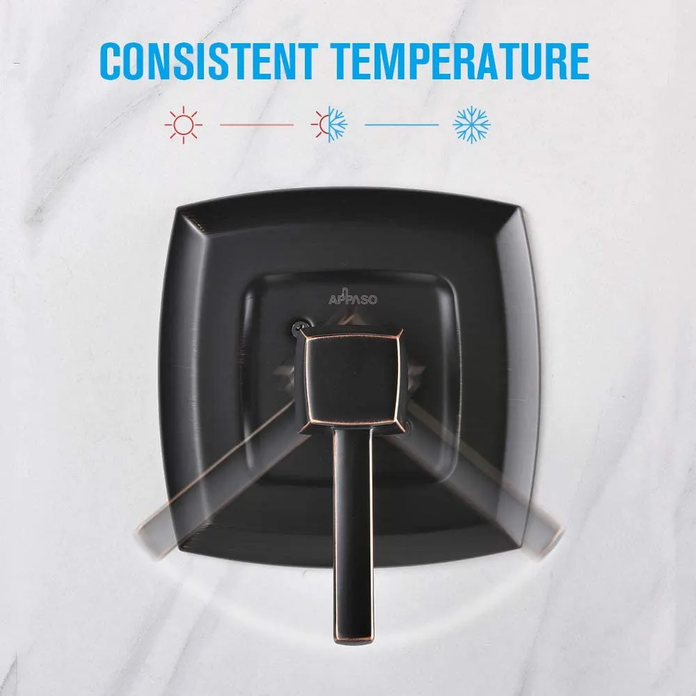 APPASO Wall Mounted Shower Faucet Shower System with 5-Function Spray Head Oil Rubbed Bronze 110ORB