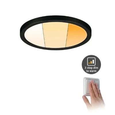 Areo VariFit Round LED Recessed Panel 175mm 3 Step Dim To Warm - Black