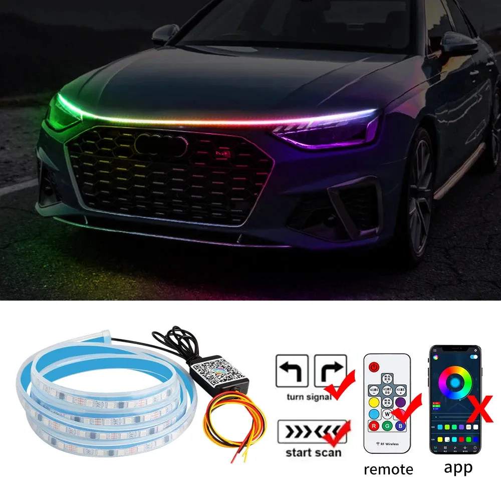 Auto LED 180cm Universal Car Hood Guide Strip Light Set