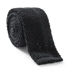 Black Knitted Silk Seamless Tie
