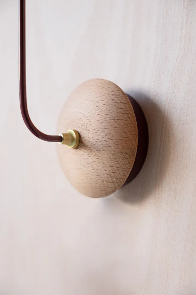 Burgundy Metal & Ribbed Glass Wall Light