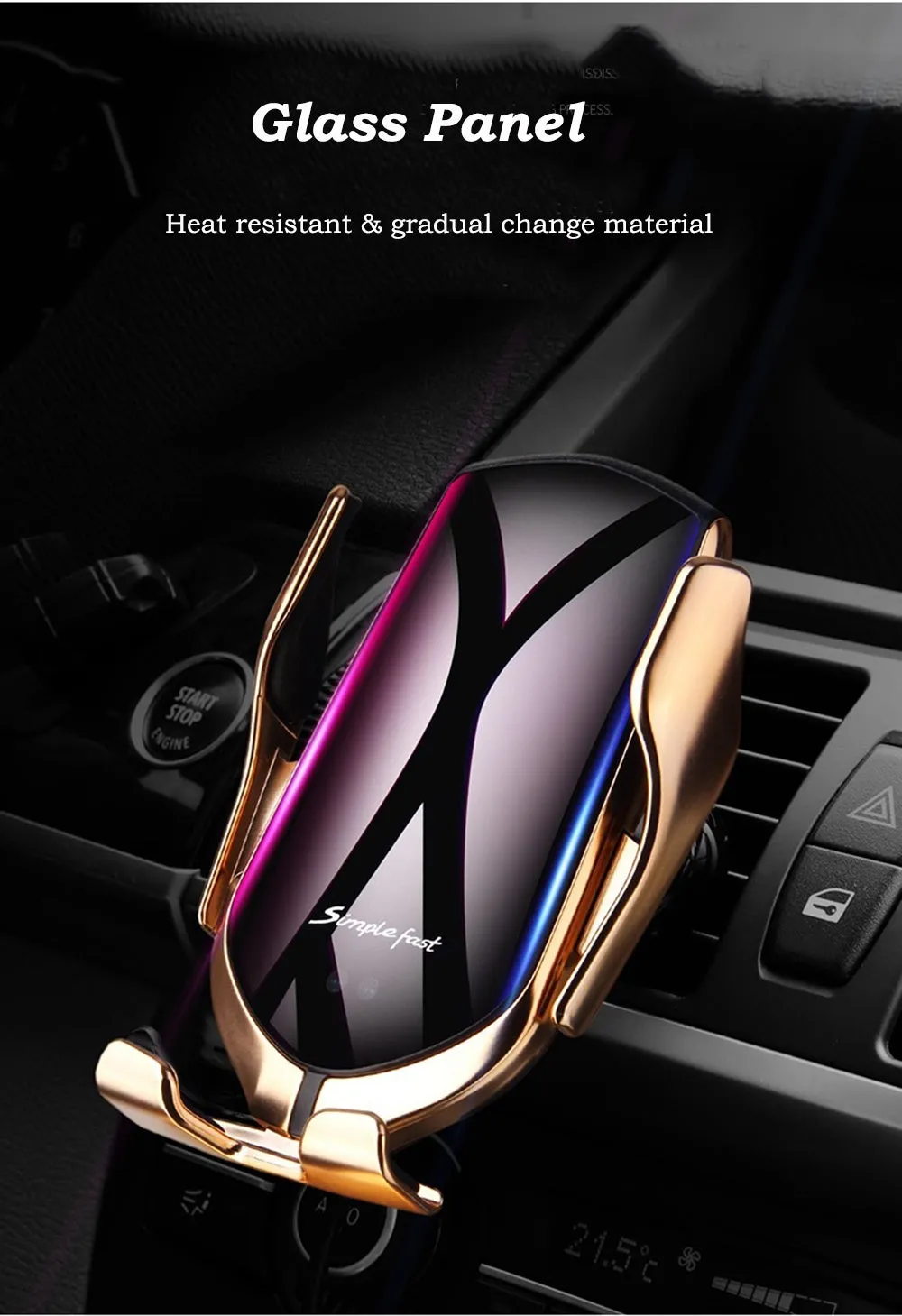 Car 10W Wireless Infrared Charger 360 Rotation Automatic Clamping