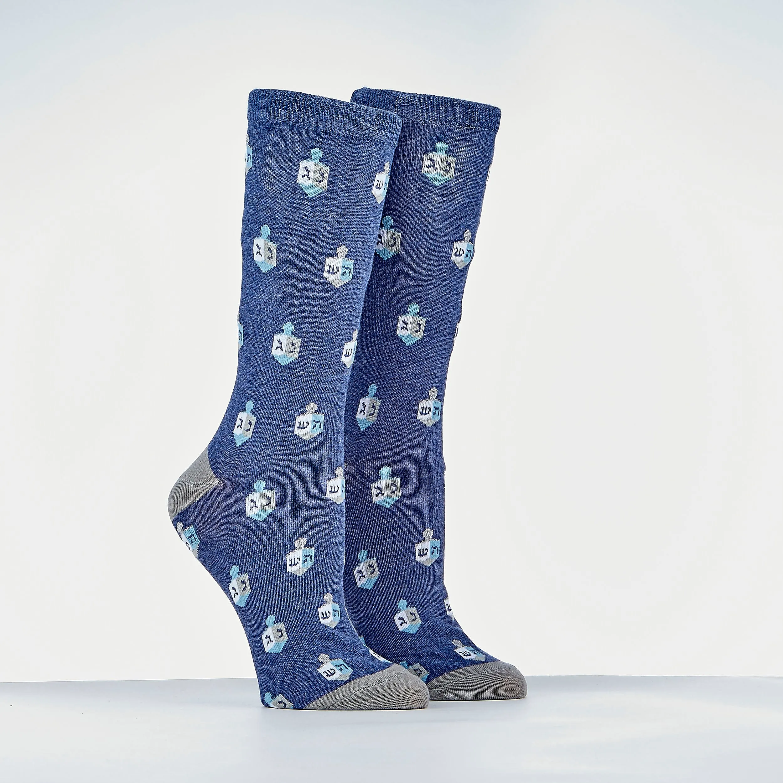 Chanukah Socks, "dreidels", Cotton Blend, Adult Crew, Carded