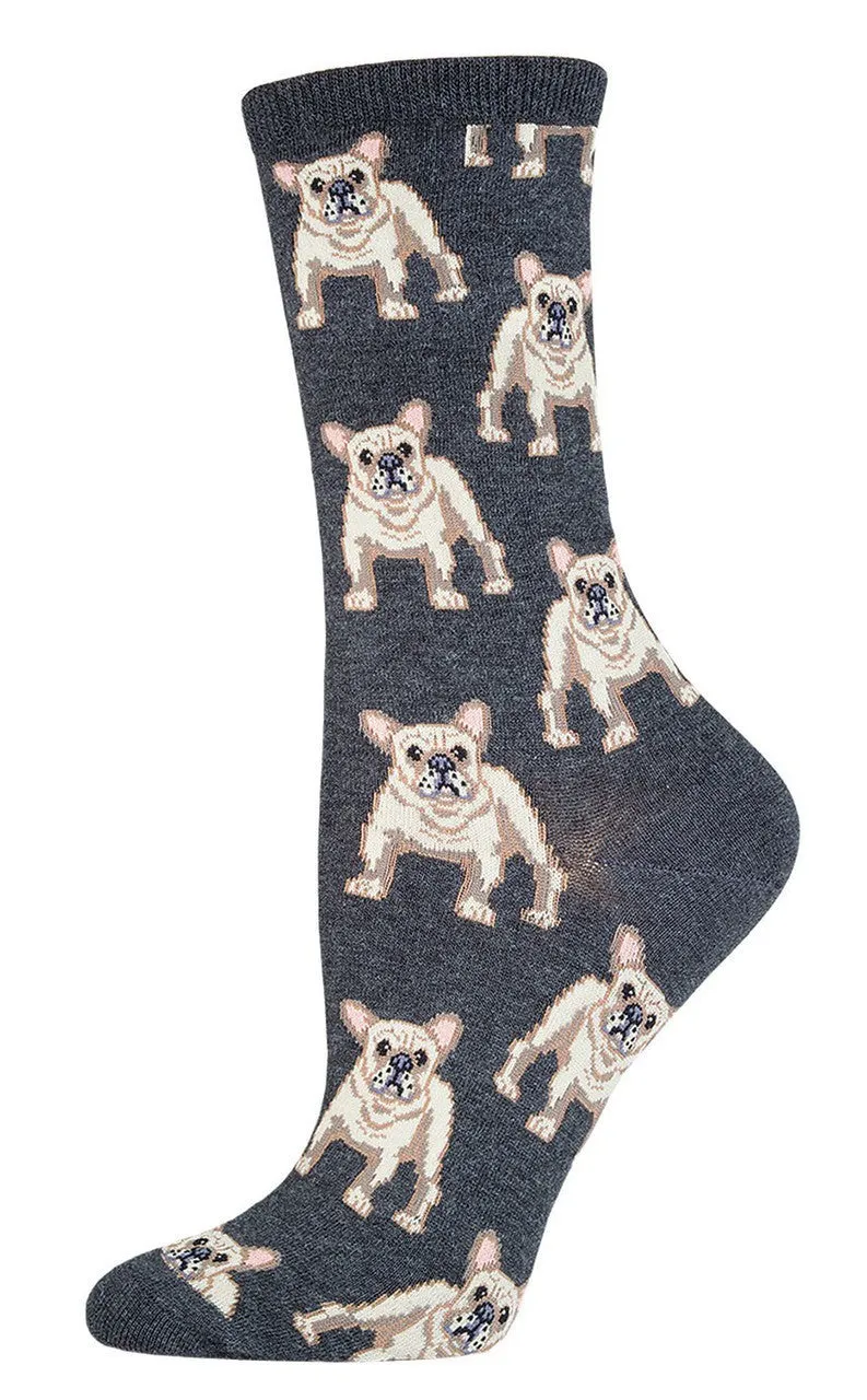 Charcoal French Bulldog Socks (Women's)