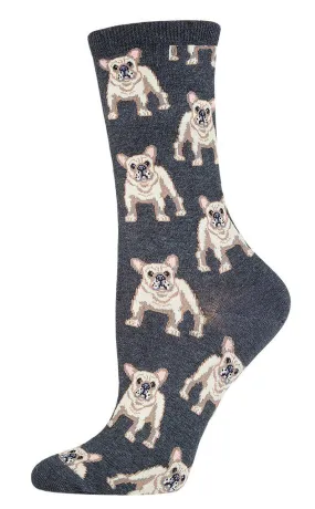 Charcoal French Bulldog Socks (Women's)