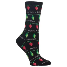 Christmas Light Strand Socks Women's Crew Sock