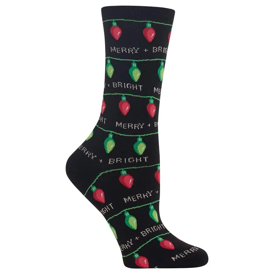 Christmas Light Strand Socks Women's Crew Sock