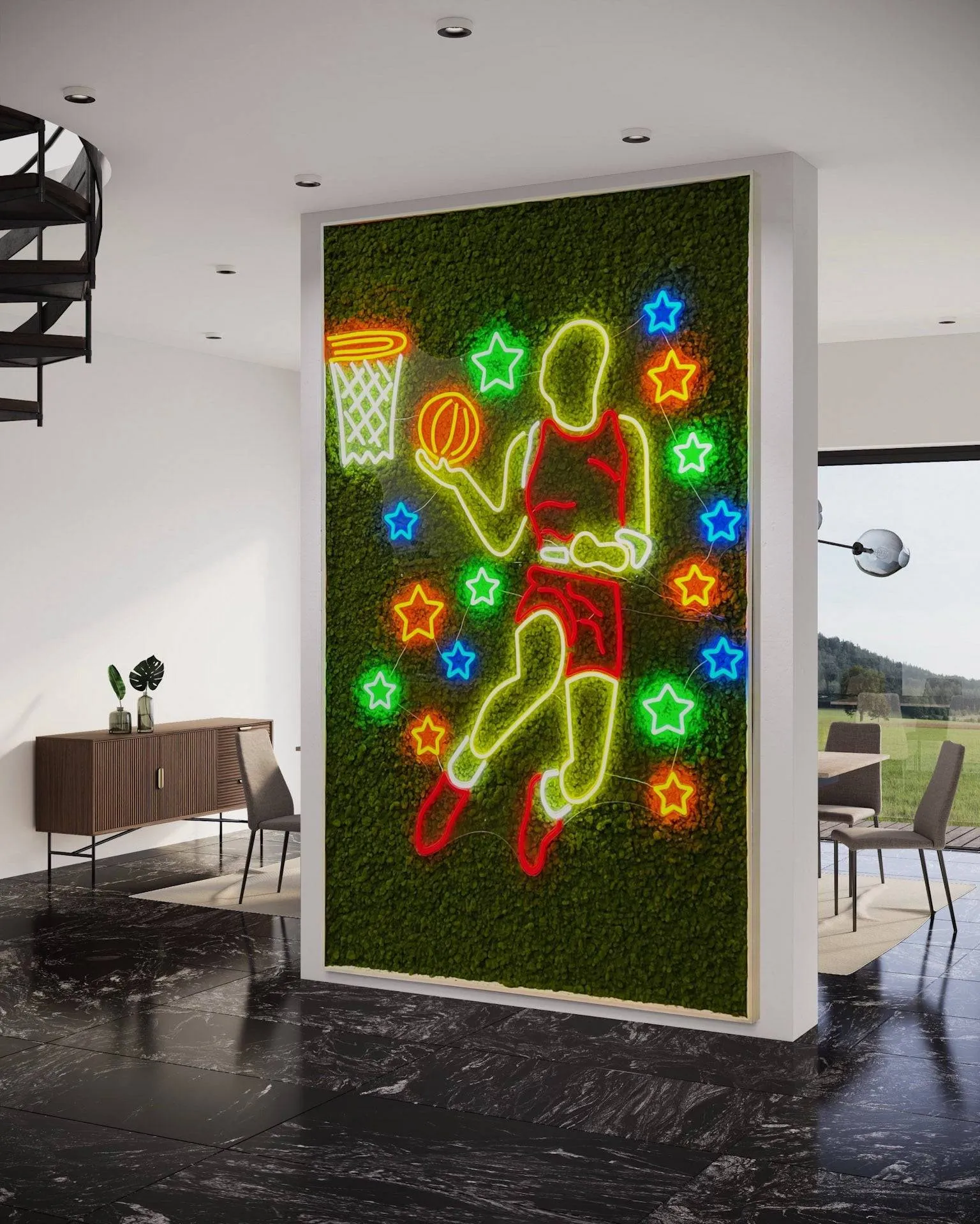 Customizable LED Neon Moss Art
