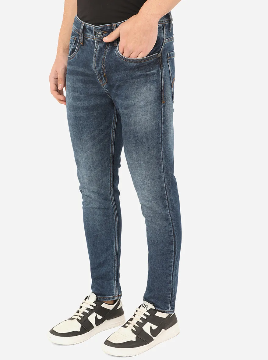 Denim Blue Washed Rider Fit Jeans | JadeBlue