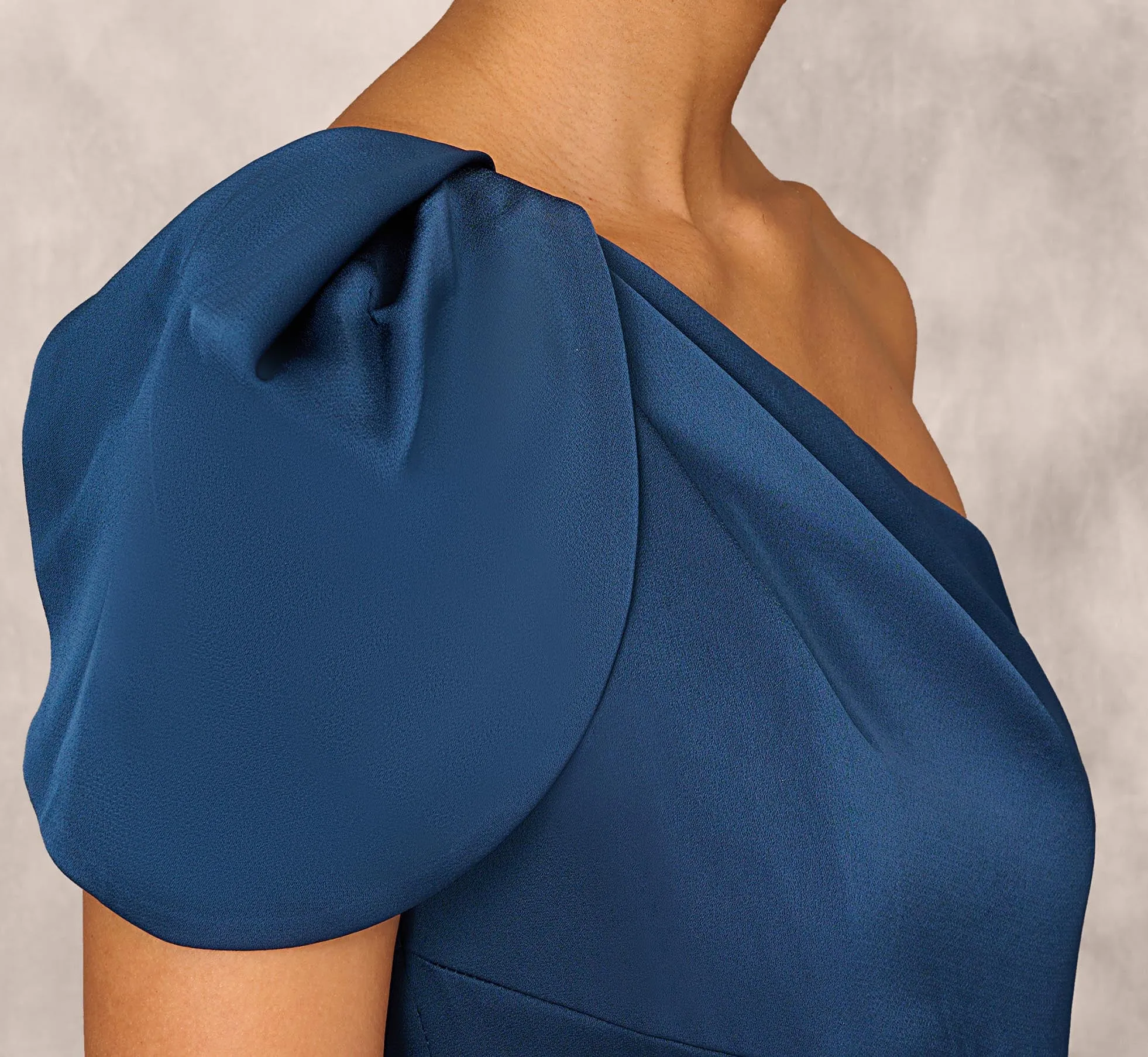 Draped One-Shoulder Mermaid Gown In Twilight Blue