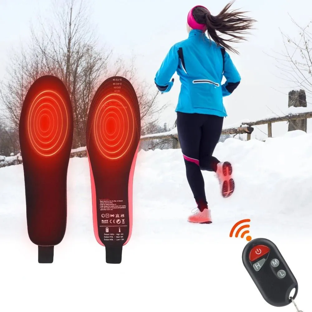 Electric Heated Insoles - Remote Control, Foot Warmers USB Heated Insoles for Men and Women for Outdoor Sports and Indoor Warmth