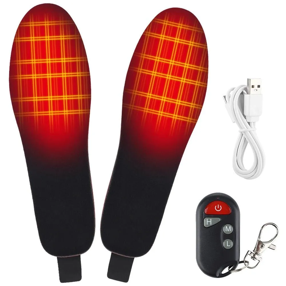 Electric Heated Insoles - Remote Control, Foot Warmers USB Heated Insoles for Men and Women for Outdoor Sports and Indoor Warmth