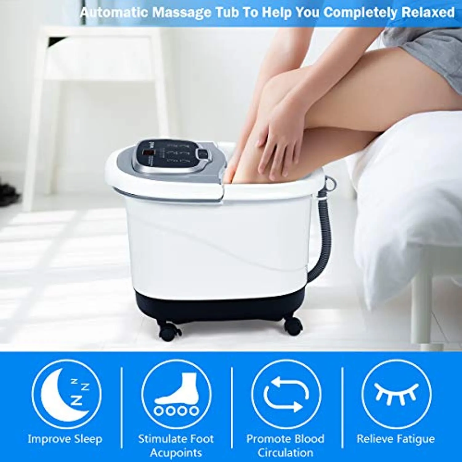 Foot Spa/Bath Massager, with Motorized Rollers, Shiatsu Massage