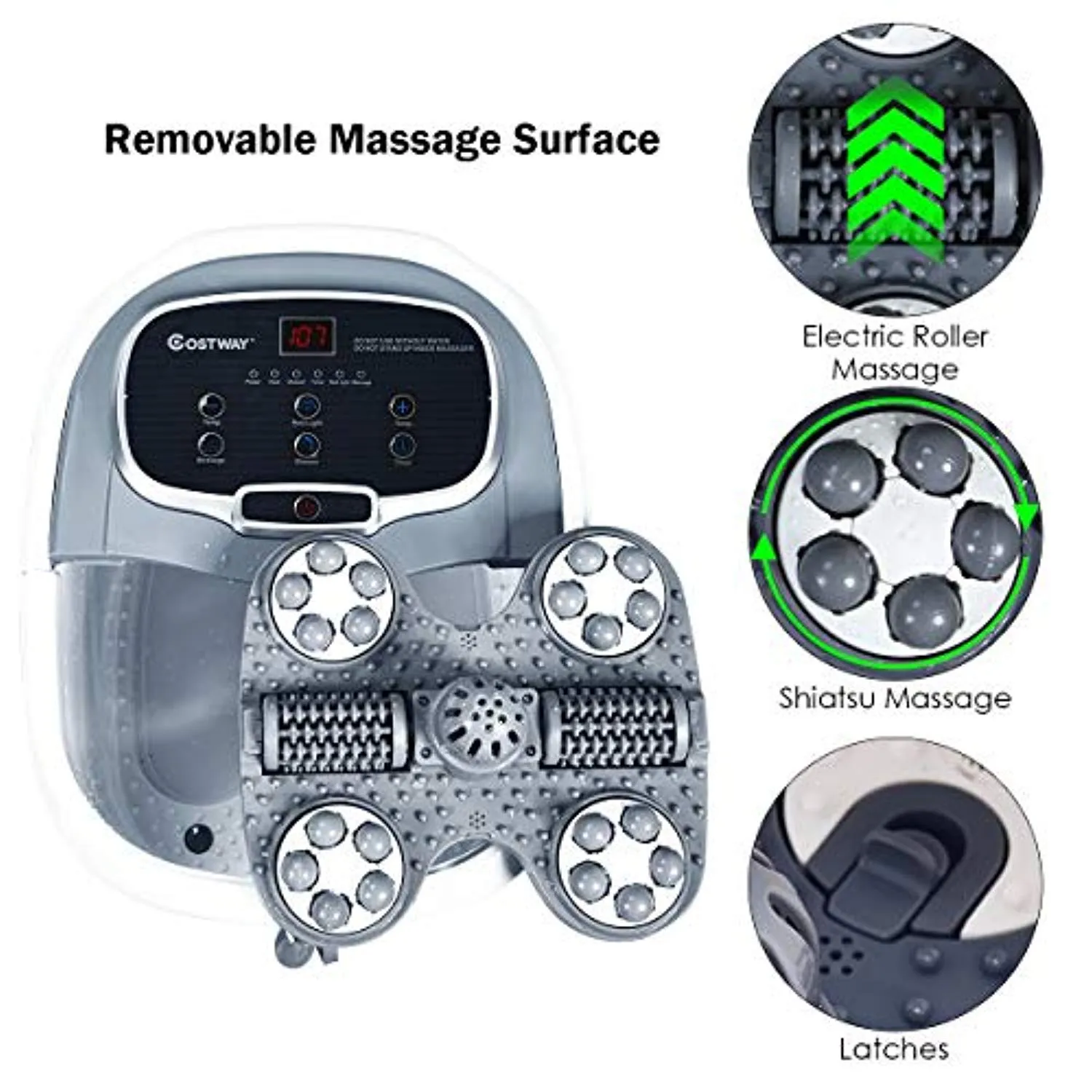Foot Spa/Bath Massager, with Motorized Rollers, Shiatsu Massage
