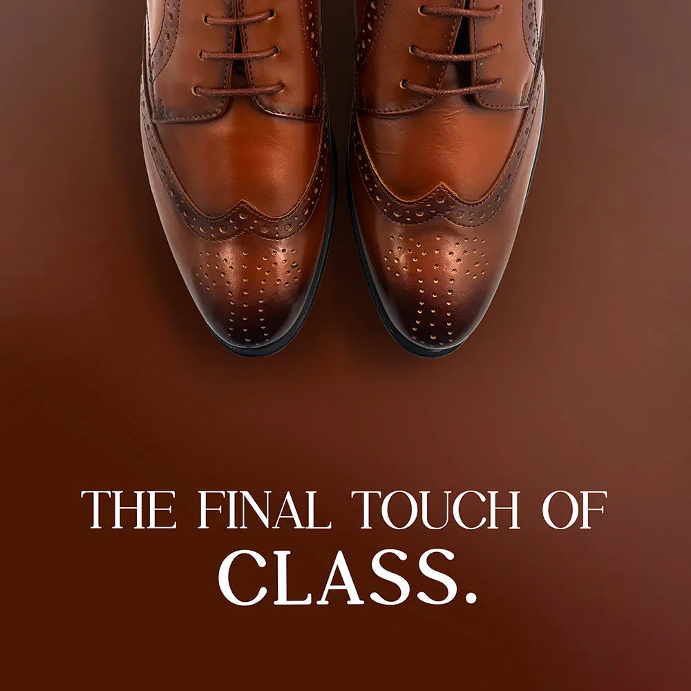 Fortune Tan Formal Brogue Lacing Shoes For Men BELGIUM01E By Liberty
