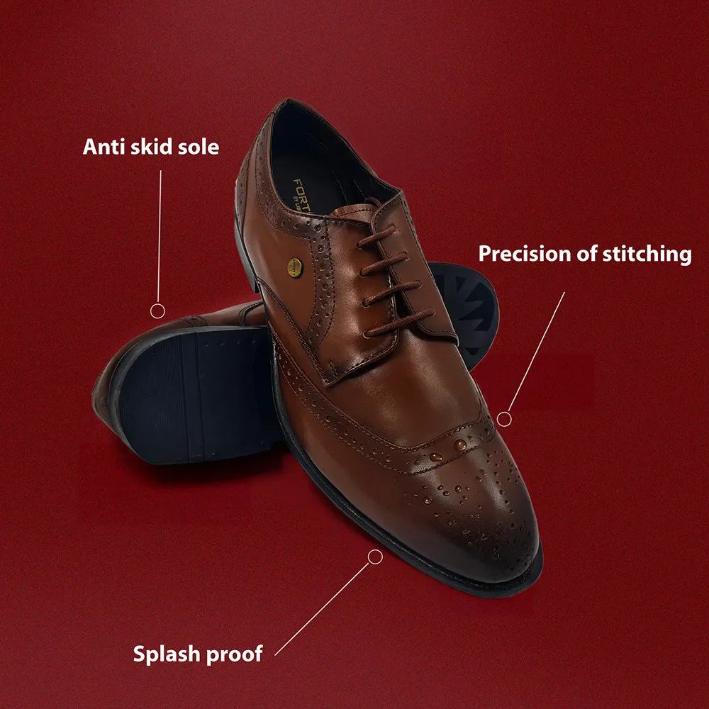 Fortune Tan Formal Brogue Lacing Shoes For Men BELGIUM01E By Liberty