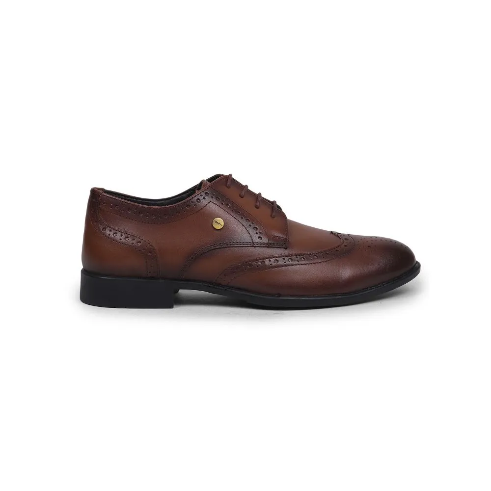 Fortune Tan Formal Brogue Lacing Shoes For Men BELGIUM01E By Liberty
