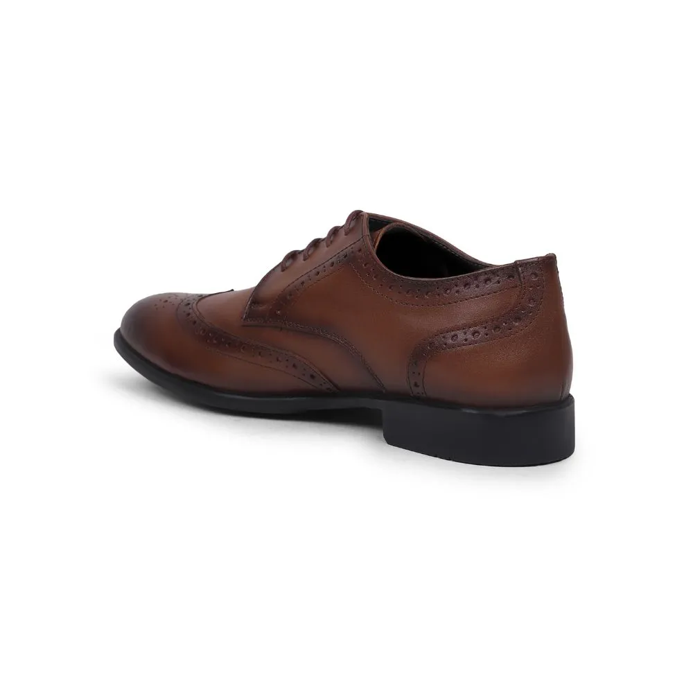 Fortune Tan Formal Brogue Lacing Shoes For Men BELGIUM01E By Liberty