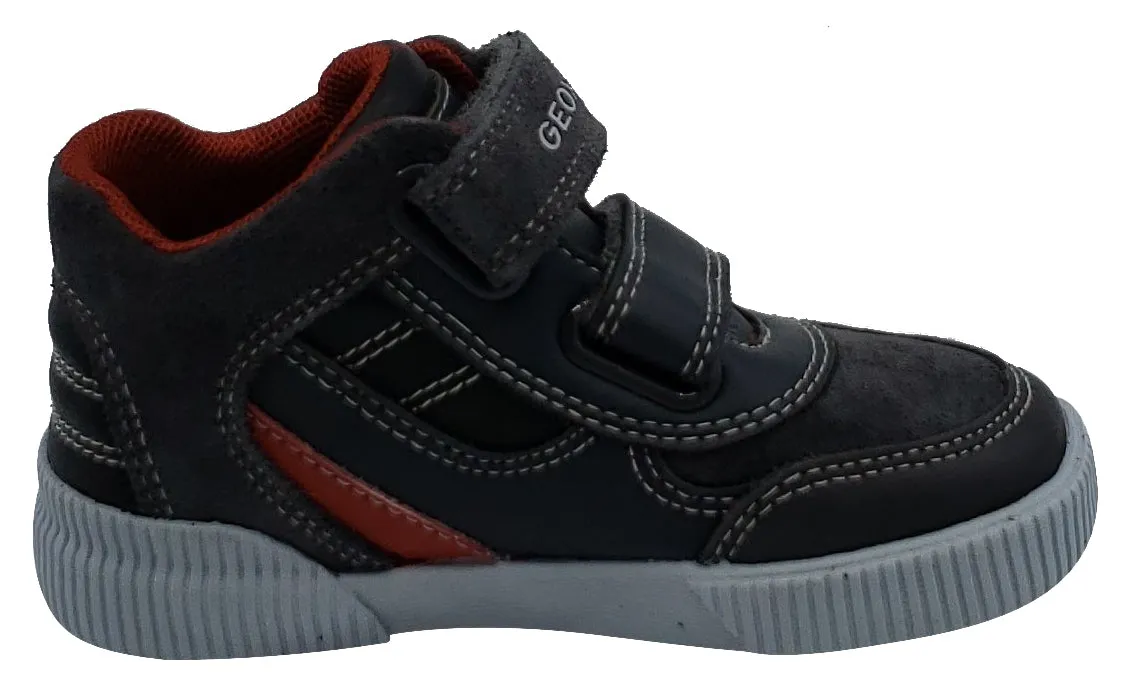 Geox Kilwi Dark Grey Black Suede Hook and Loop Boy's Hightop