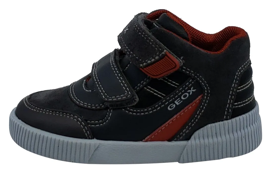 Geox Kilwi Dark Grey Black Suede Hook and Loop Boy's Hightop