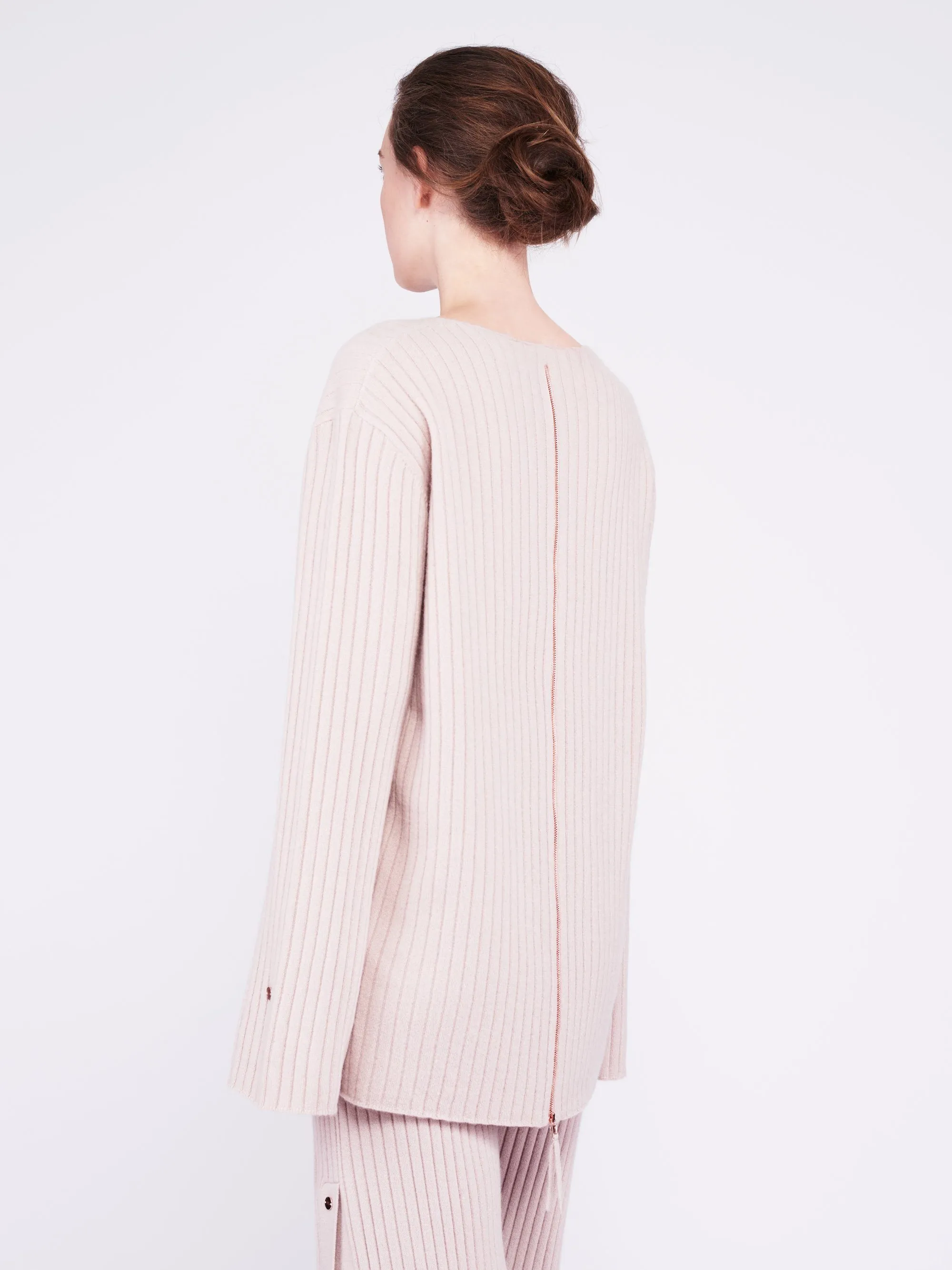 Get Set Oversized Ribbed Cashmere Sweater - Dusty Pink