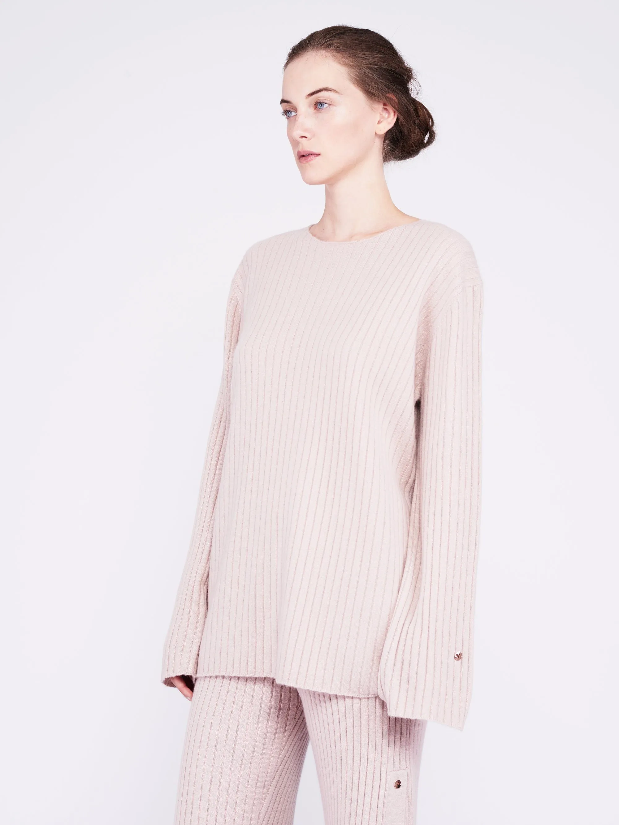Get Set Oversized Ribbed Cashmere Sweater - Dusty Pink