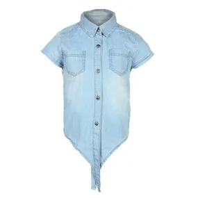 GIRLS DENIM SHIRT WITH BUTTON PLACKET - BLUE