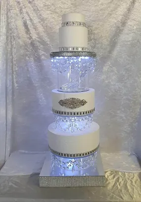 Glass slipper cake divider plus 2 crystal dividers - set of 3 pieces 8" 10" 12" with LED lights. by Crystal wedding uk