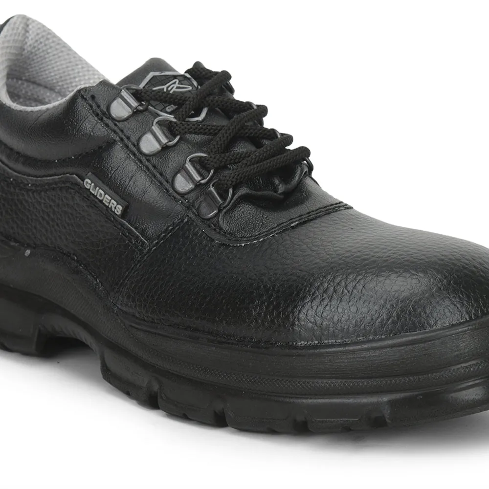 Gliders Black Lace Up Industrial Safety Shoes For Men ROUGHTER-S By Liberty