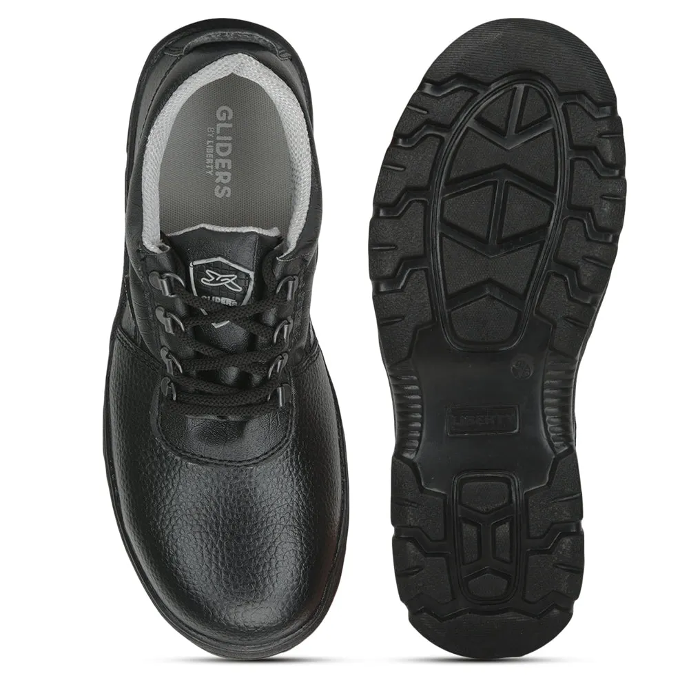 Gliders Black Lace Up Industrial Safety Shoes For Men ROUGHTER-S By Liberty