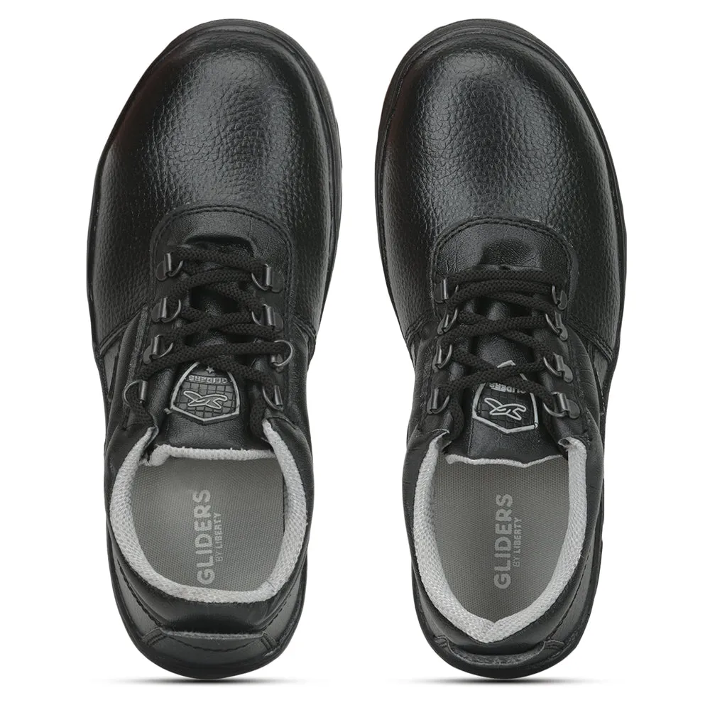 Gliders Black Lace Up Industrial Safety Shoes For Men ROUGHTER-S By Liberty