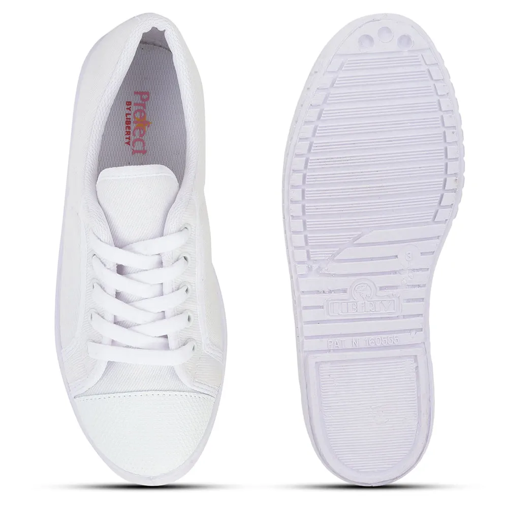 Gliders White Lacing PT School Shoes For Kids TENIS By Liberty