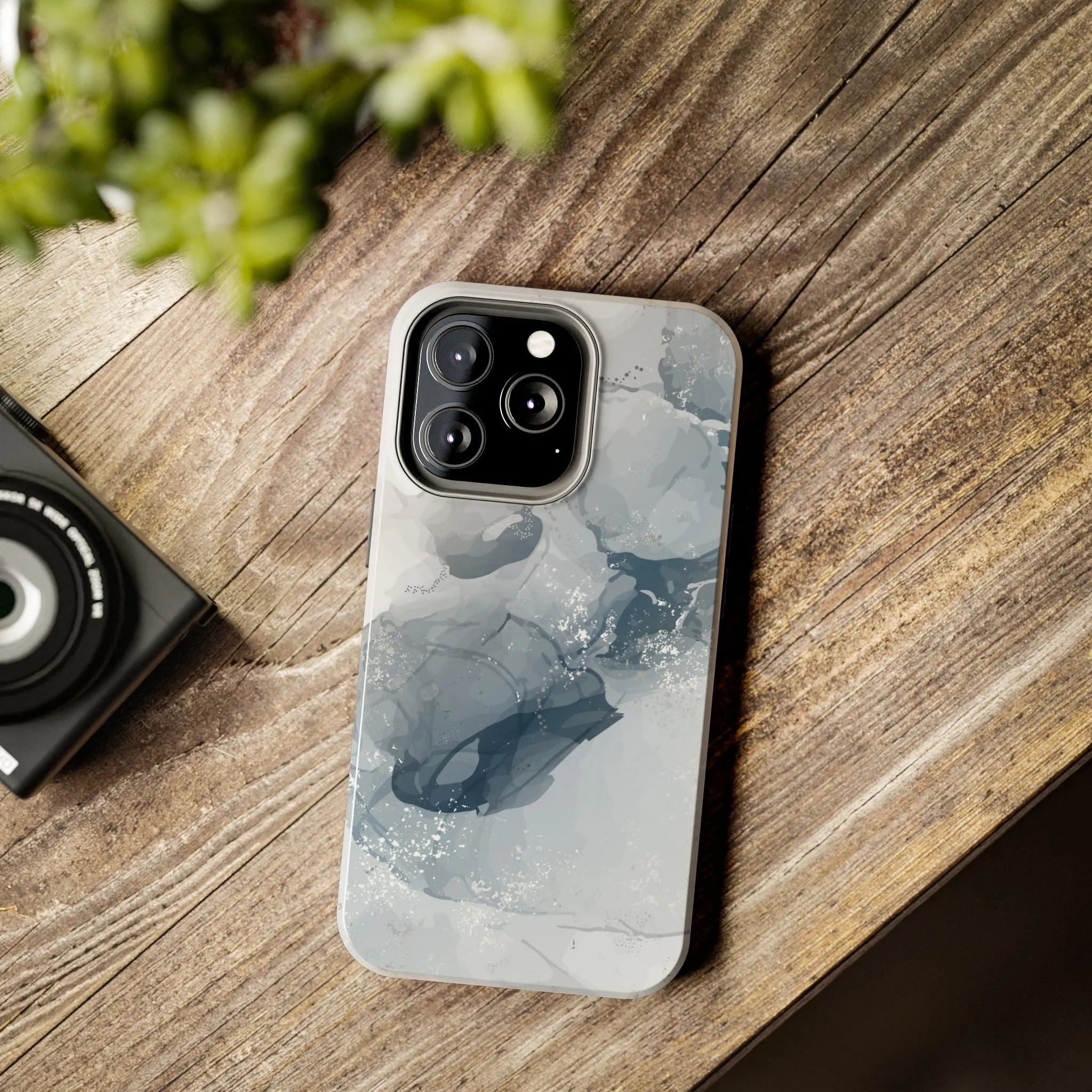 Gray and White Marble Pattern Cell Phone Case - Elegant and Sleek Device Cover