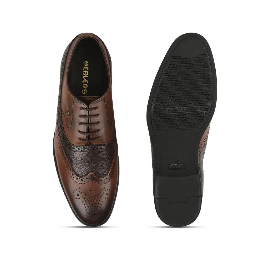 Healers Formal Brown Lacing Brogue Shoes For Men AV-20 By Liberty