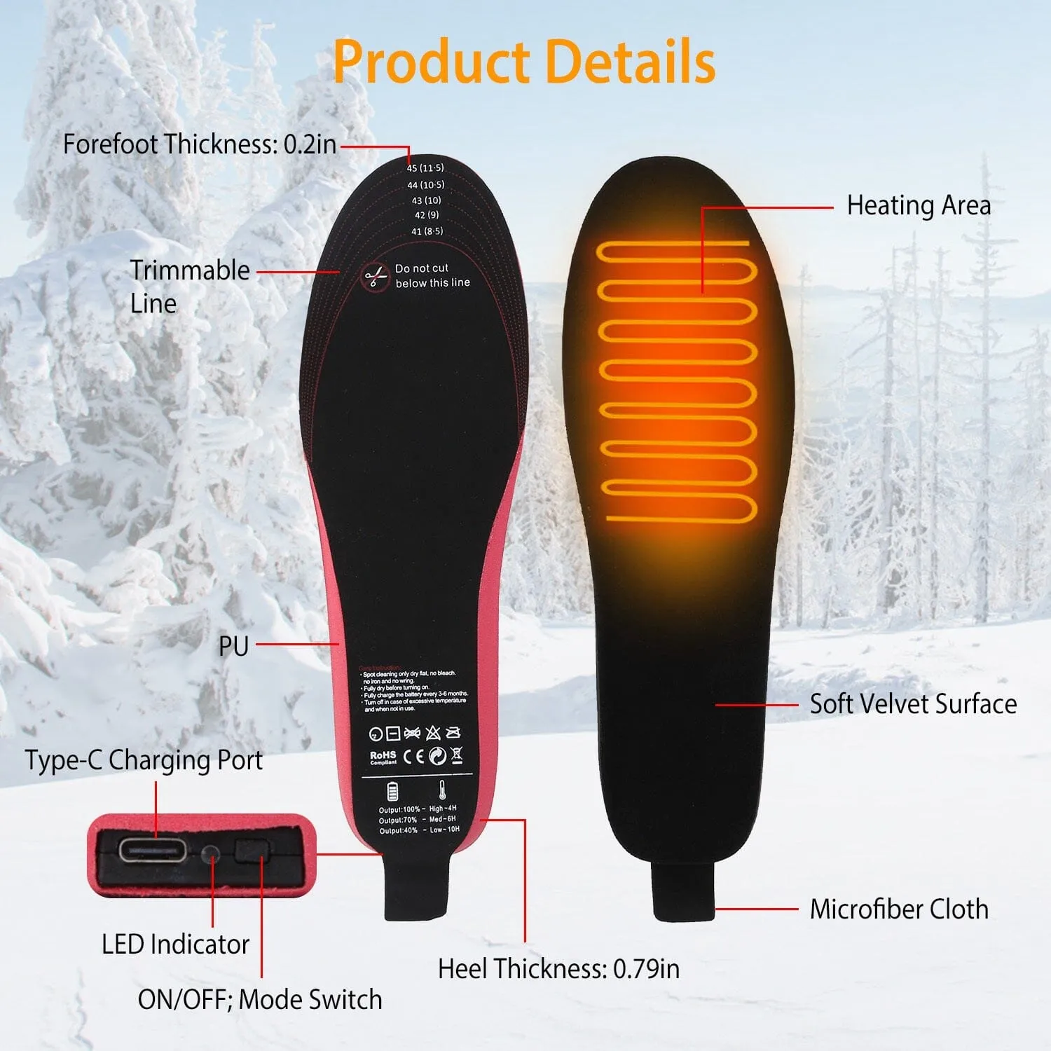 Heated Insoles Electric Heated Foot Warmer