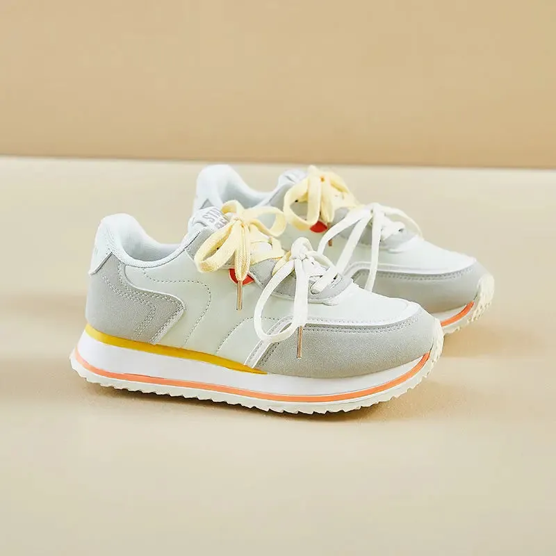 Hnzxzm Yellow Platform Sports Shoes Woman Designer Fashion Niche Mixed Color Women Sneakers Casual Lace-up Female Sneakers