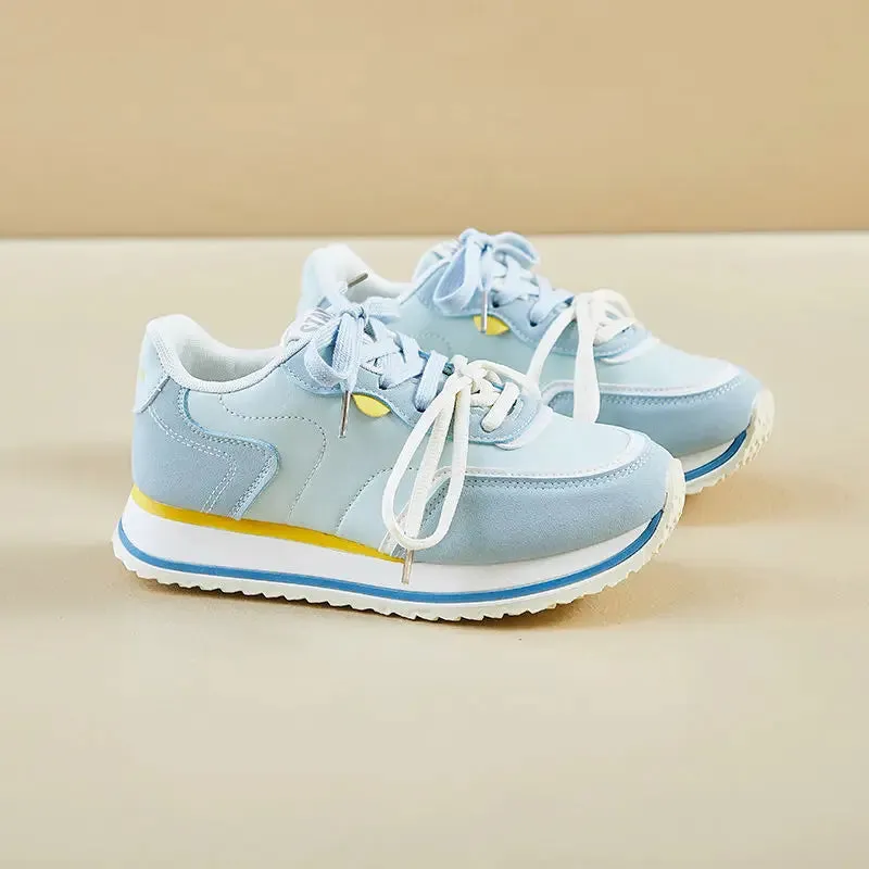 Hnzxzm Yellow Platform Sports Shoes Woman Designer Fashion Niche Mixed Color Women Sneakers Casual Lace-up Female Sneakers